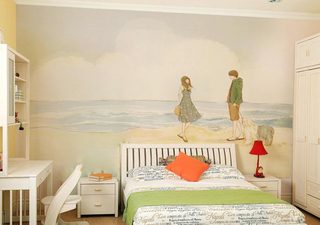 卧室床头背景壁画设计效果图