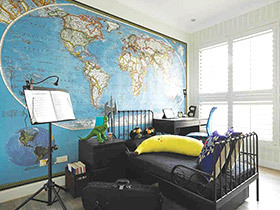 10个创意地图元素背景墙装修 把世界带回家