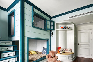 创意美式儿童房双人床效果图