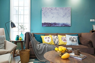 海蓝色北欧风 沙发背景墙装饰画设计