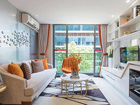 58平米小户型loft公寓装修图 时尚米兰橙
