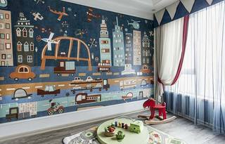 活力美式混搭 儿童房手绘墙设计