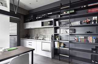 黑白工业风开放式厨房设计