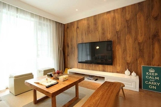 日式客厅木质电视背景墙设计