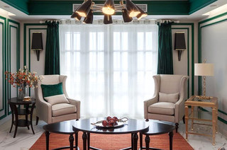 新古典美式客厅窗帘效果图