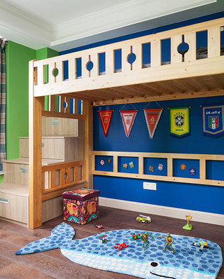 蓝色主题美式儿童房装修图
