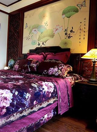古香古色中式卧室背景墙设计
