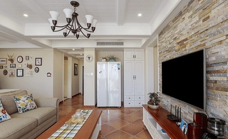美式风格三居装修客厅地板瓷砖设计