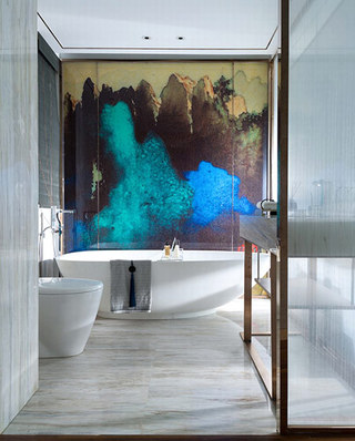 132平中式样板房浴室装修装饰图
