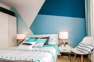 清爽北欧风 色块拼接卧室背景墙设计