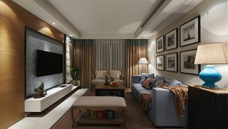 美式风格三居室装修客厅效果图