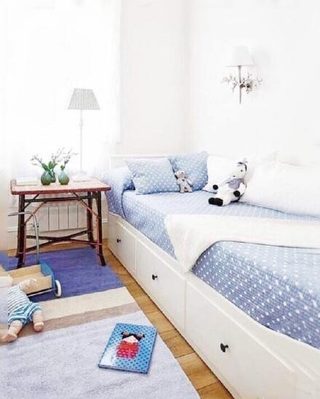 白色系儿童房高低床图片