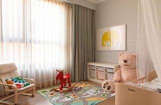 美式风格三居儿童房窗帘图片