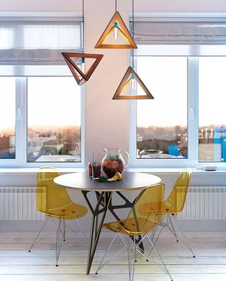时尚北欧风餐厅 创意三角形吊灯设计