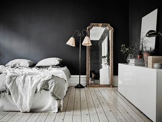 艺术北欧风卧室 黑色背景墙设计