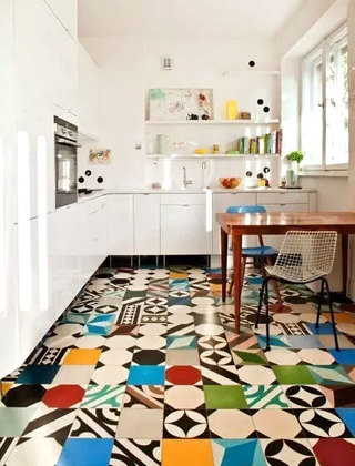 厨房彩色瓷砖地板设计图