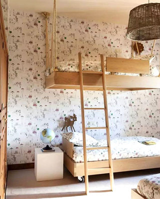 儿童房木质高低床设计装修