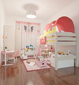 色彩儿童房高低床装修效果图