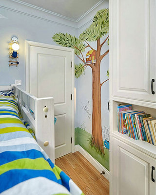 活力美式儿童房手绘背景墙设计