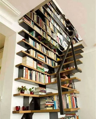 创意楼梯书架效果图