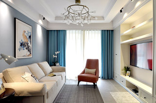 清新蓝色美式客厅装饰大全
