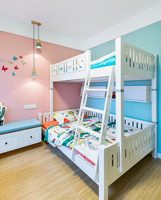 可爱蓝粉色混搭儿童房设计