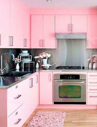 可爱粉色系厨房装修效果图