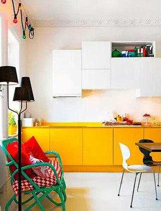厨房时尚黄色橱柜装饰图