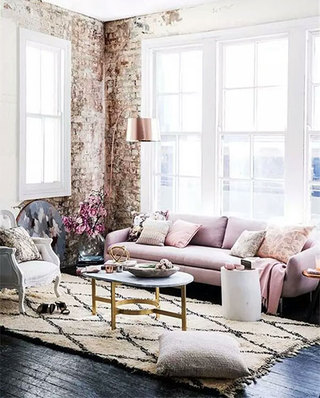客厅休闲粉色沙发效果图大全