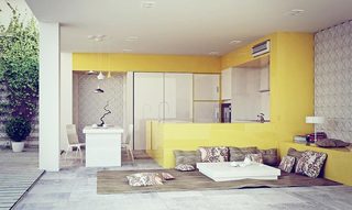 亮黄色厨房设计构造图