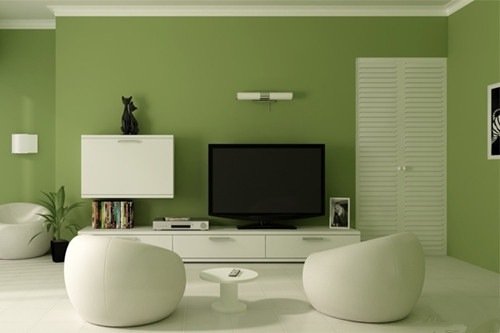 墨绿色电视墙搭配案例图片