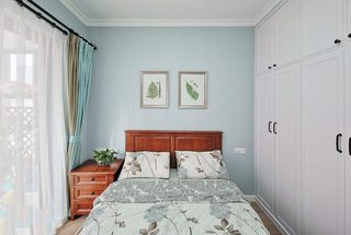 清新浅蓝色美式 小卧室背景墙图片