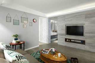 现代简美式客厅 大理石背景墙设计