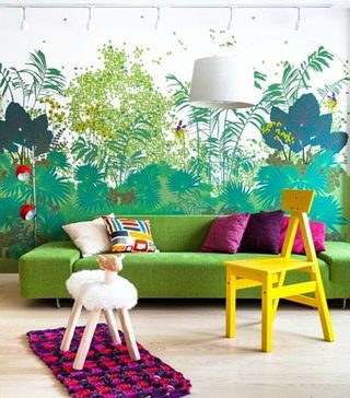 绿色植物墙面设计实景图