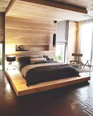 卧室木质地台床装修装饰图