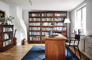 实木复古北欧风 书房书架设计