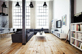 休闲美式loft 客厅木质地板装饰图