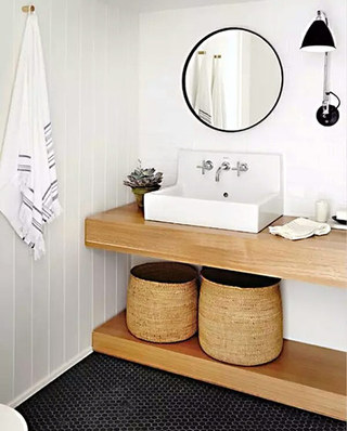 小户型木质卫生间洗手台效果图