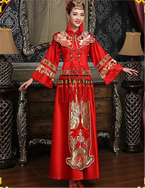 中式婚纱礼服_红色婚纱礼服
