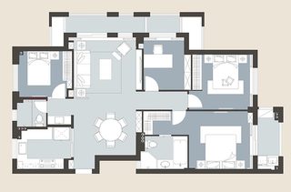 160㎡美式三居室平面图