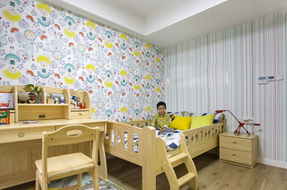 200平复式楼装修儿童房壁纸图片