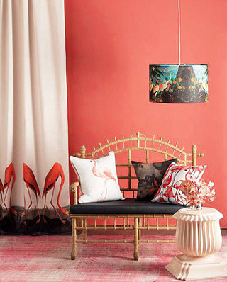 红色客厅沙发背景墙装修效果
