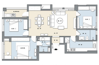 147平美式三居室平面布置图