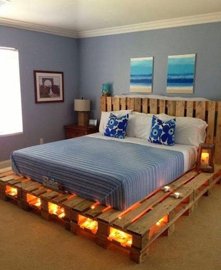卧室木板床设计实景图