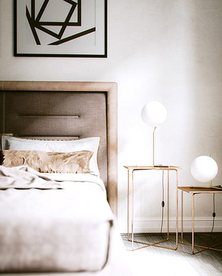北欧风格单身公寓床头软包设计