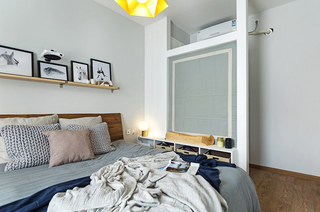 70平北欧风格二居卧室床品图片