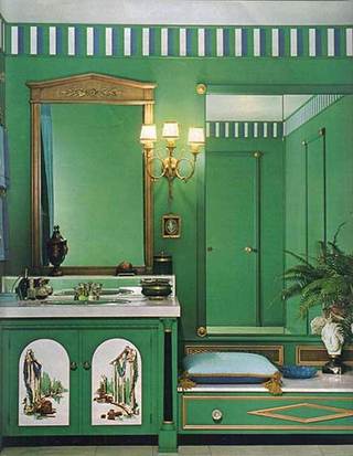 绿色系卫生间洗手池布置图
