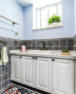 80平美式风格二居浴室柜图片