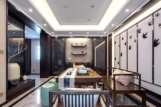 400平新中式风格别墅茶室装修图