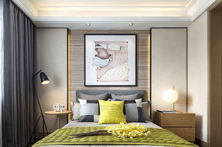 102平北欧风格样板房卧室床头设计